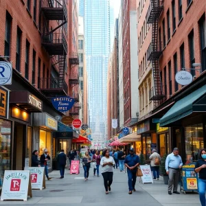 A vibrant scene of small businesses in Manhattan.