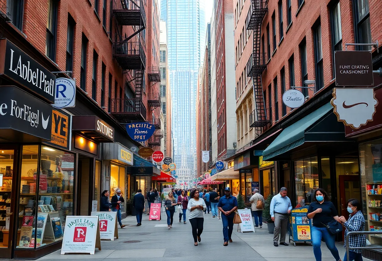A vibrant scene of small businesses in Manhattan.