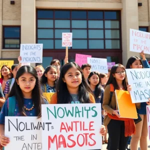 Students protesting for Indigenous rights at Massapequa High School