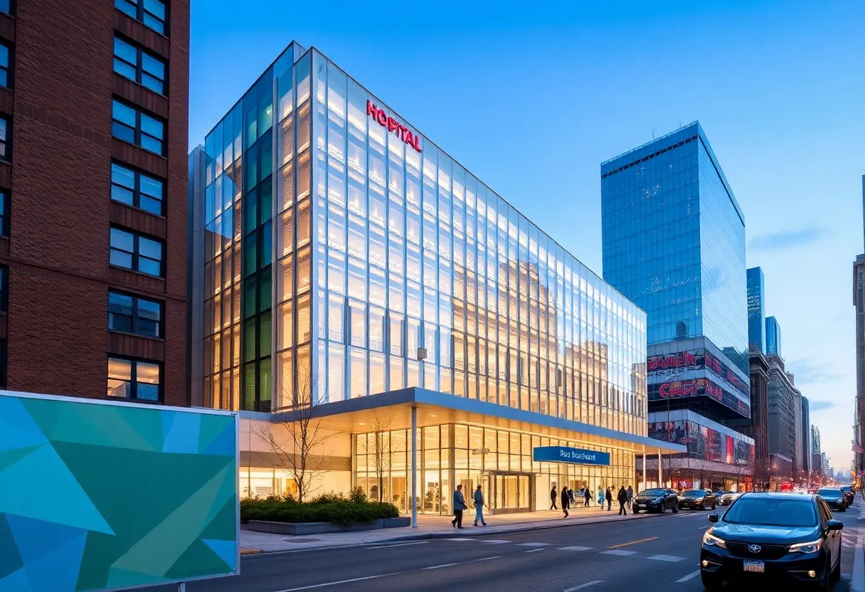 Architectural rendering of the new Memorial Sloan Kettering Pavilion with reduced height