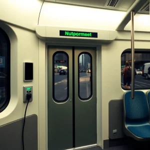 Interior of a modern M-9A railcar with USB charging ports