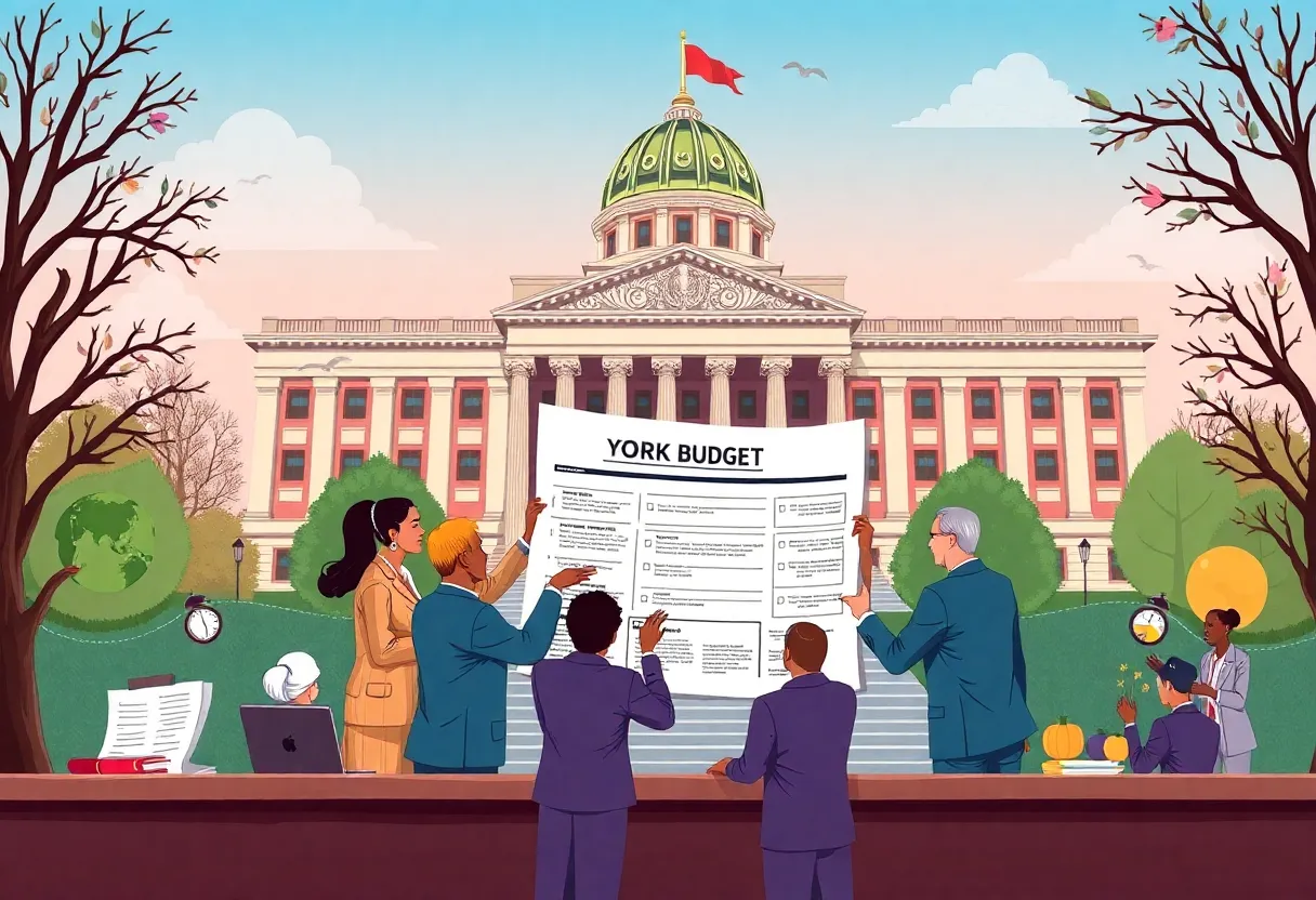Lawmakers discussing the New York State budget