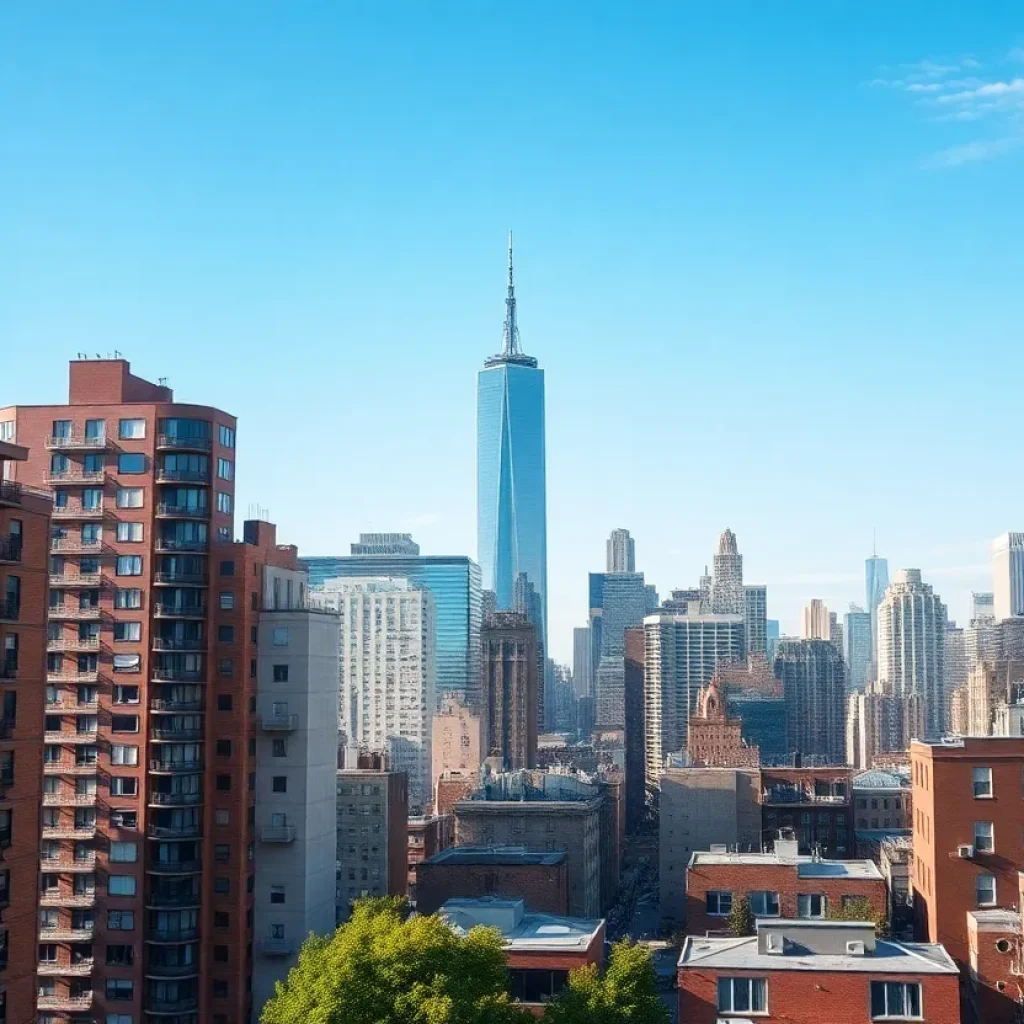 View of New York City apartments with happy renters