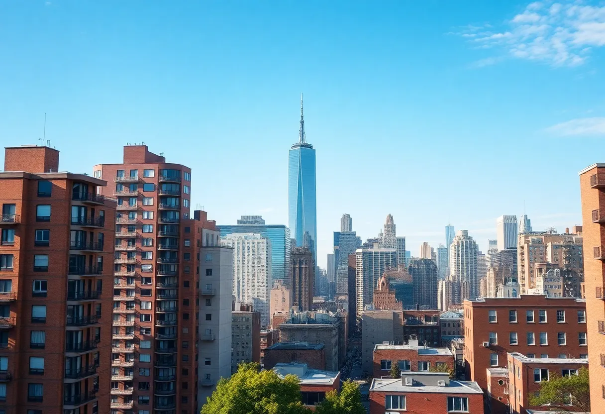 View of New York City apartments with happy renters