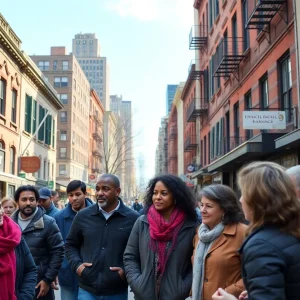 Residents in New York City discussing economic inequality