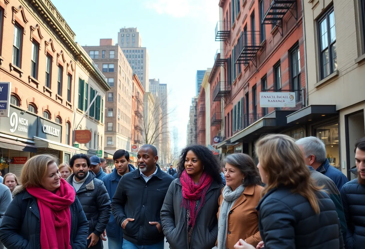 Residents in New York City discussing economic inequality