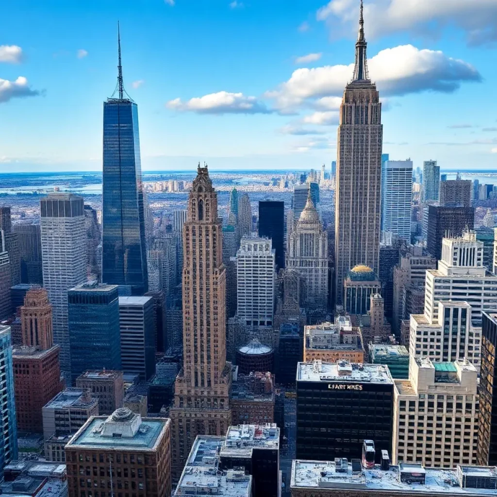 Cityscape of New York illustrating the financial district
