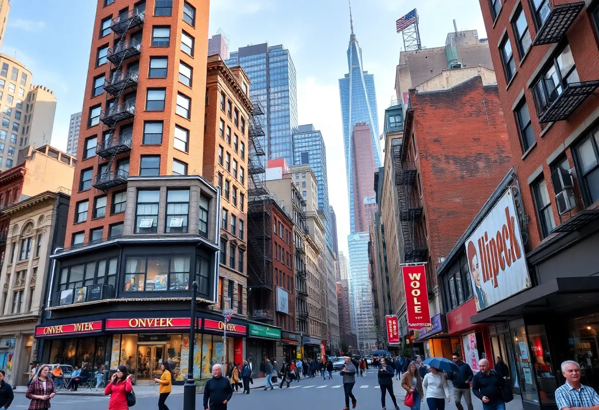 A bustling New York City landscape showing a blend of real estate developments.
