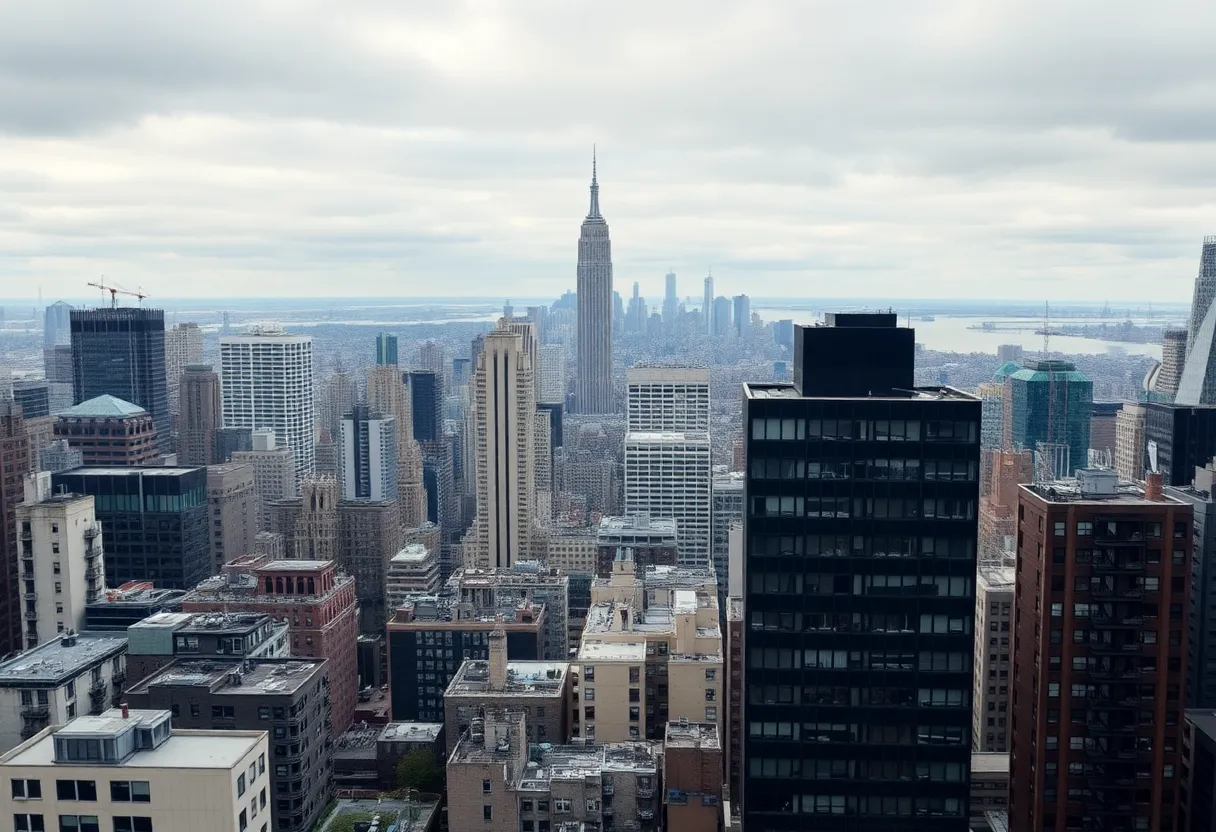 Skyline view of New York City highlighting real estate