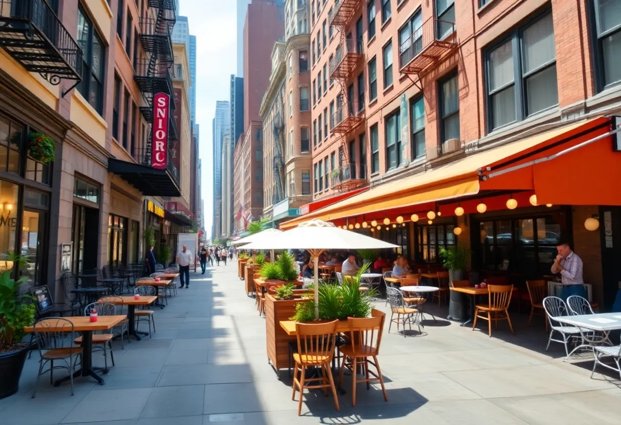 A collage of new restaurants in New York City, showcasing diverse cuisines