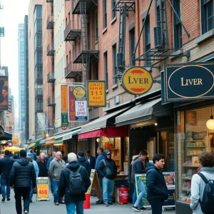 A vibrant scene of small businesses in New York City.