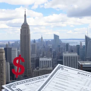 Overview of New York State Budget process with city skyline
