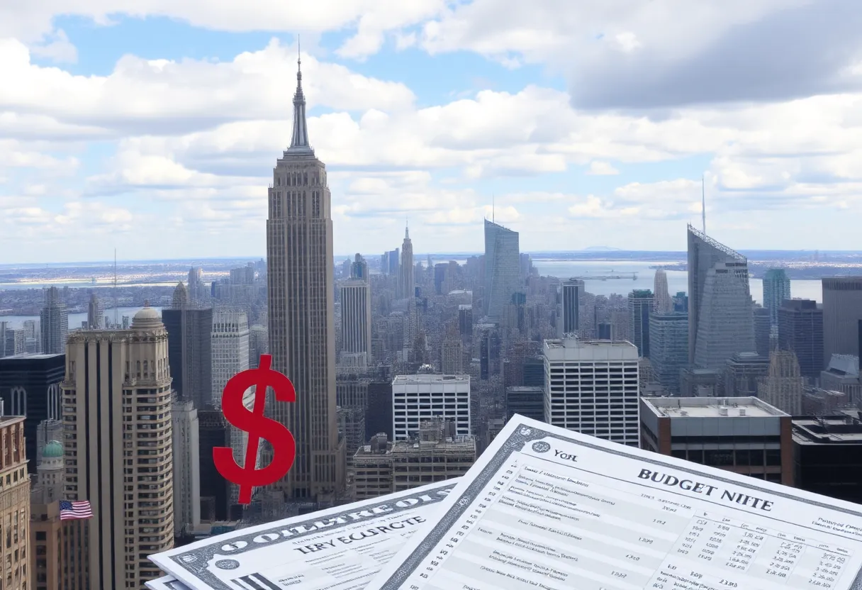 Overview of New York State Budget process with city skyline