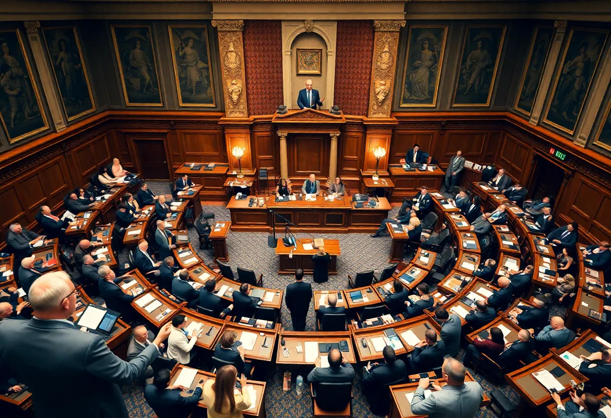 New York State lawmakers discussing the budget