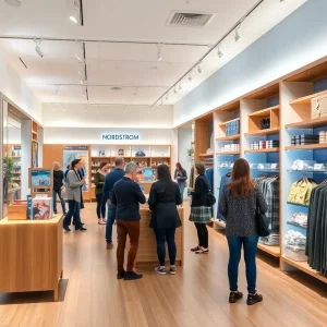 Interior view of the Nordstrom Local store in Williamsburg with customers.