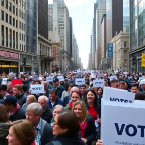 Diverse group of voters participating in the New York City mayoral election