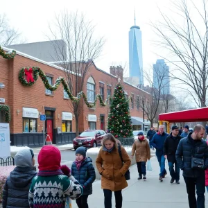 Children enjoying winter break in NYC with holiday decorations