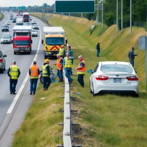 Emergency responders at the site of a collision involving NYSDOT workers on Route 36.