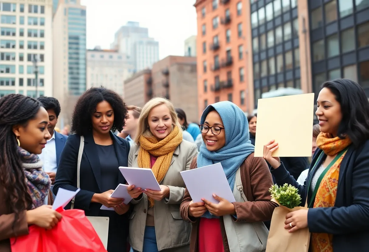 Diverse group of philanthropic leaders actively engaged in community service in New York City