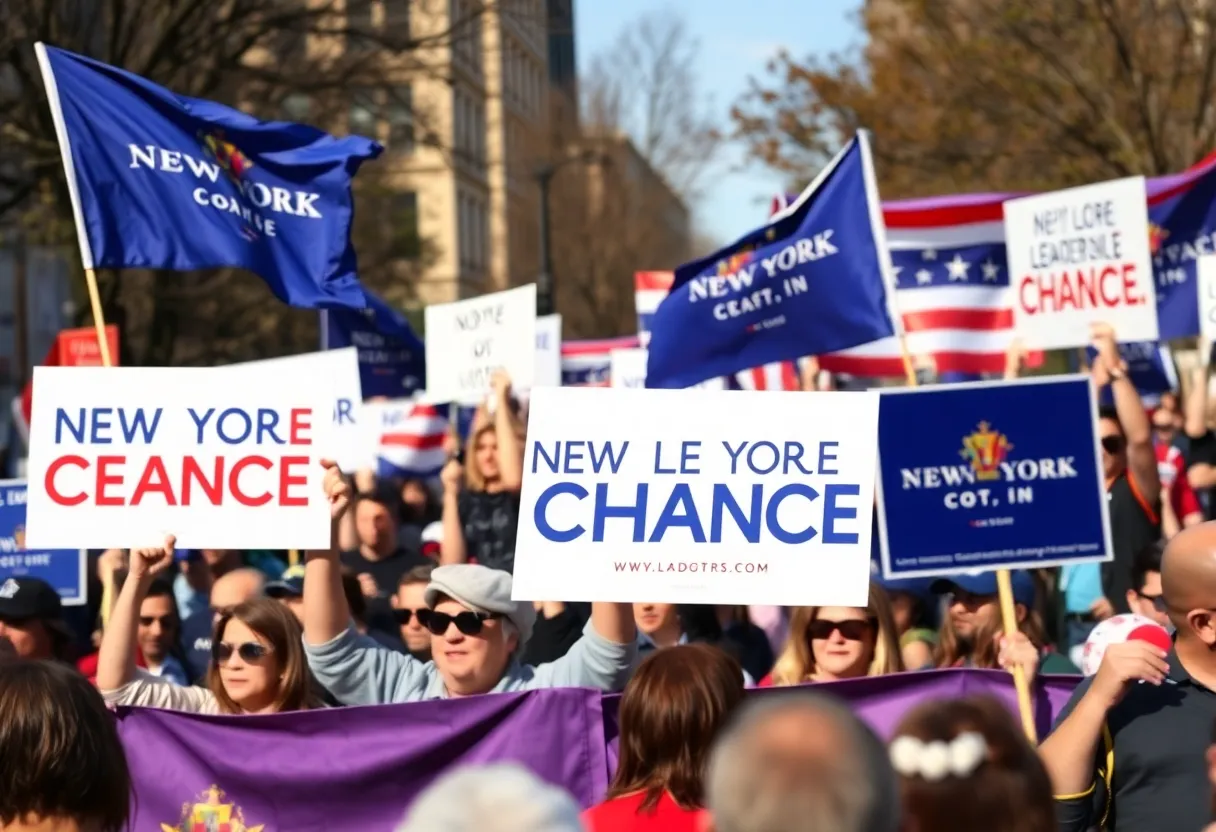 Rally supporting a change in New York leadership