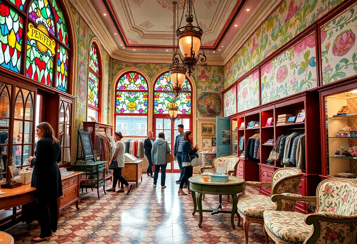 Interior view of Printemps luxury retail store in NYC, featuring unique design elements