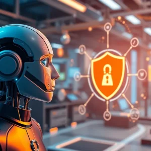 Artwork illustrating AI technology with associated safety regulations