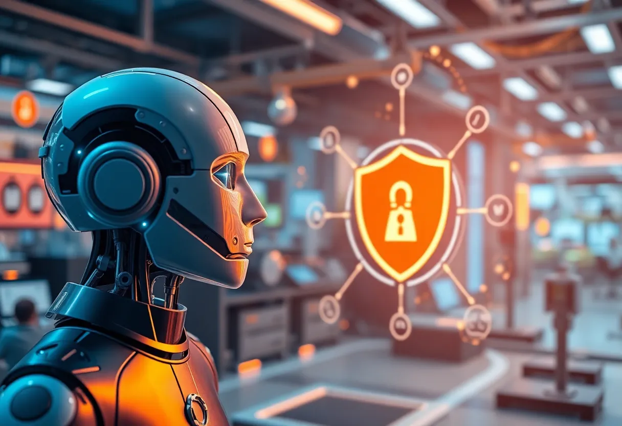 Artwork illustrating AI technology with associated safety regulations