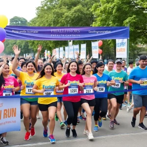 Participants celebrating at Syracuse WorkForce Run finish line