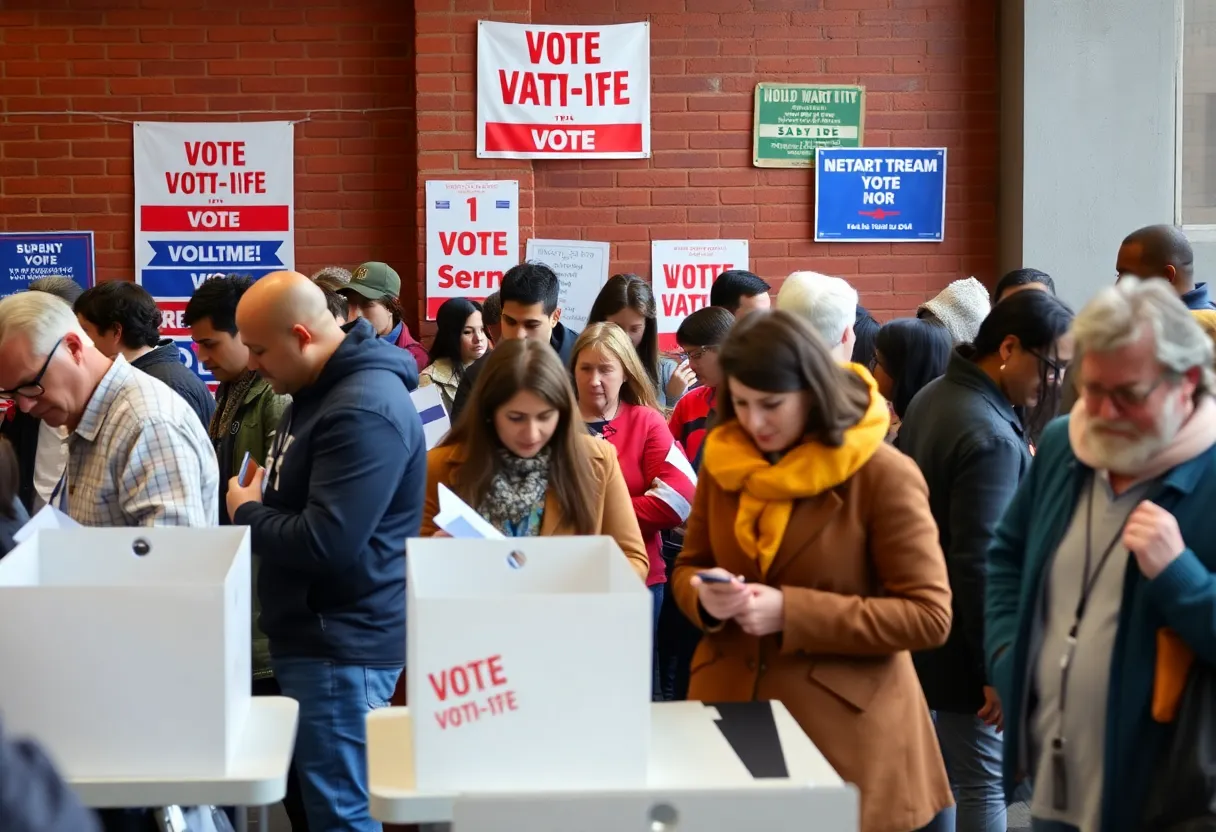 Voters participating in the New York City primary election