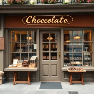 Exterior of Aigner Chocolates, a historic candy shop in Forest Hills.