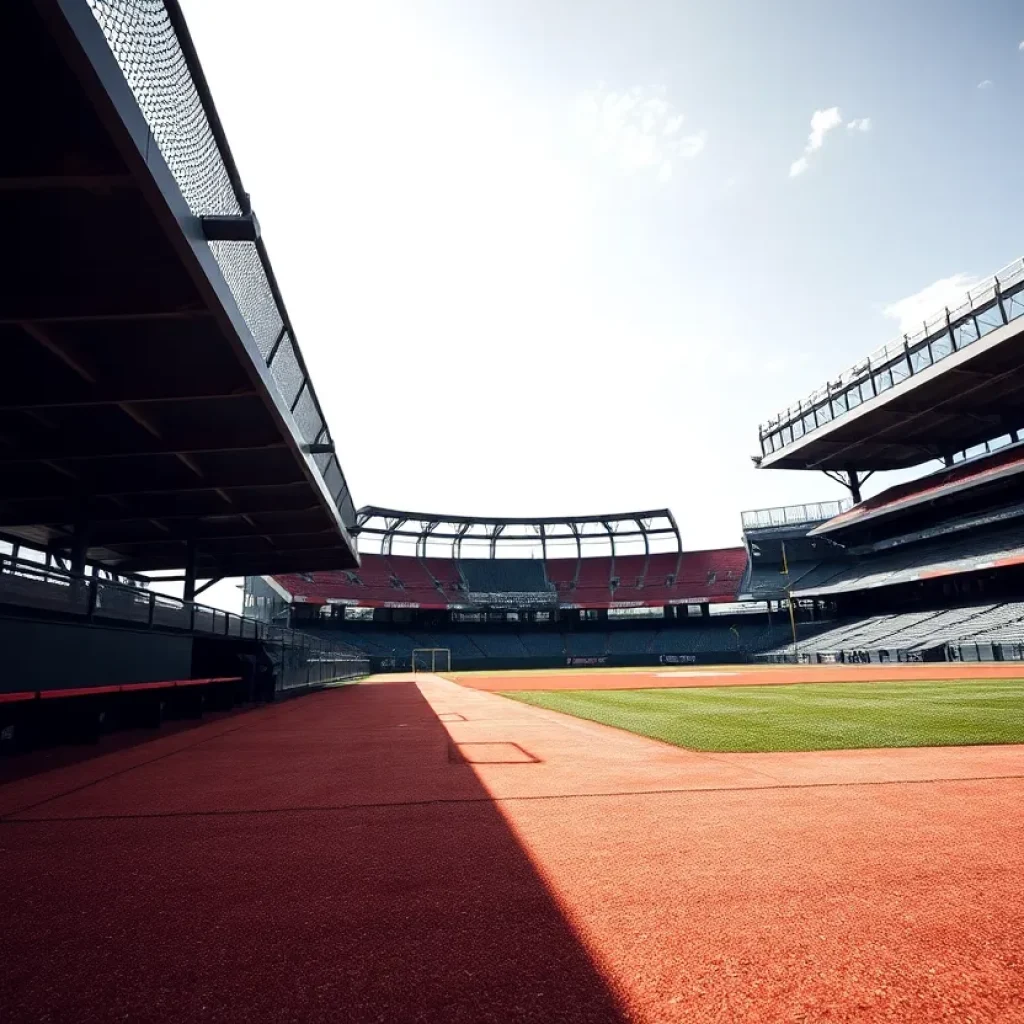 Empty dugout on a baseball field