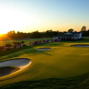 Spectators at Bethpage Black Golf Course during a tournament