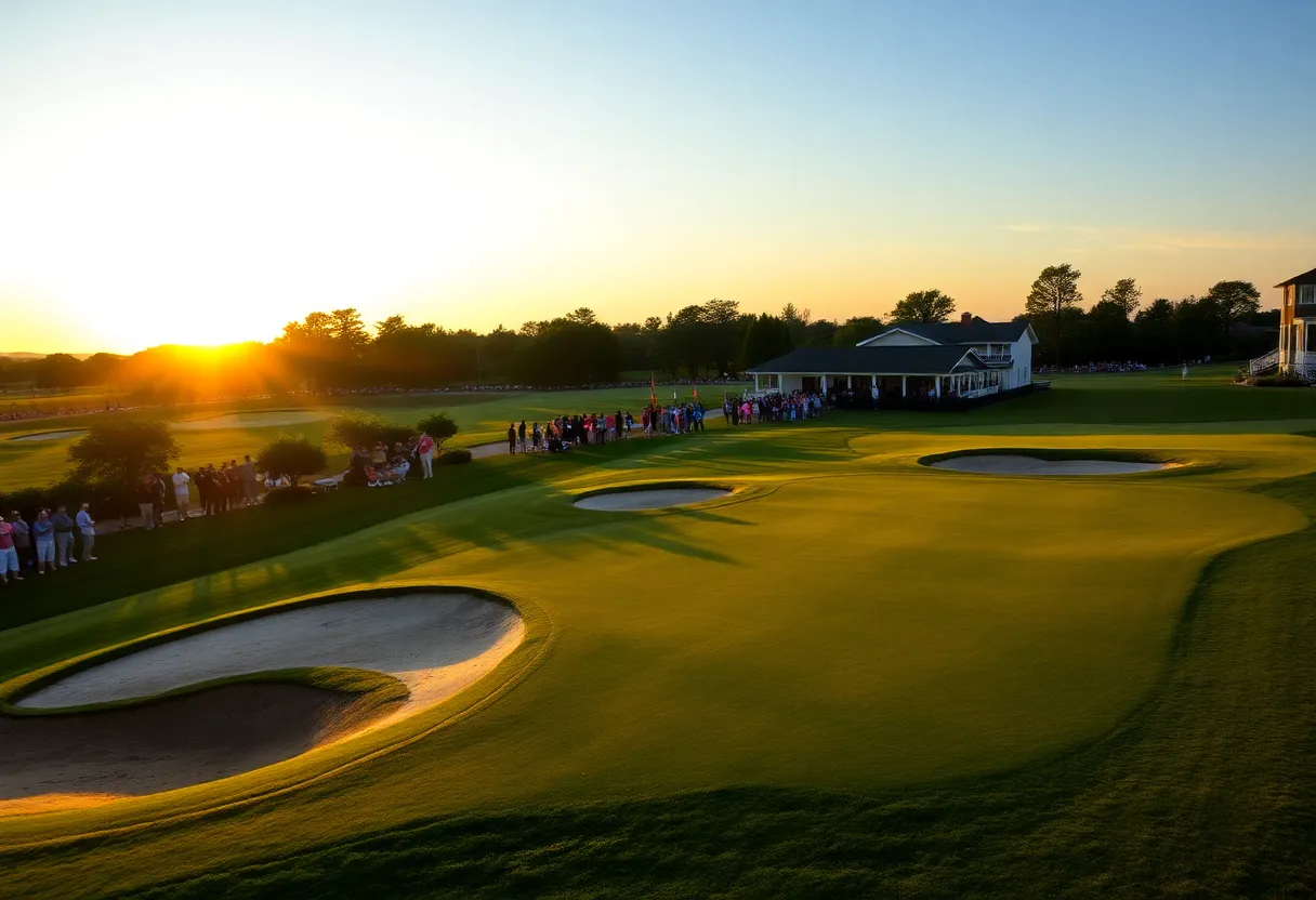 Spectators at Bethpage Black Golf Course during a tournament