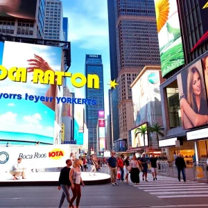Advertisement for Boca Raton's NYtoBoca campaign in Times Square