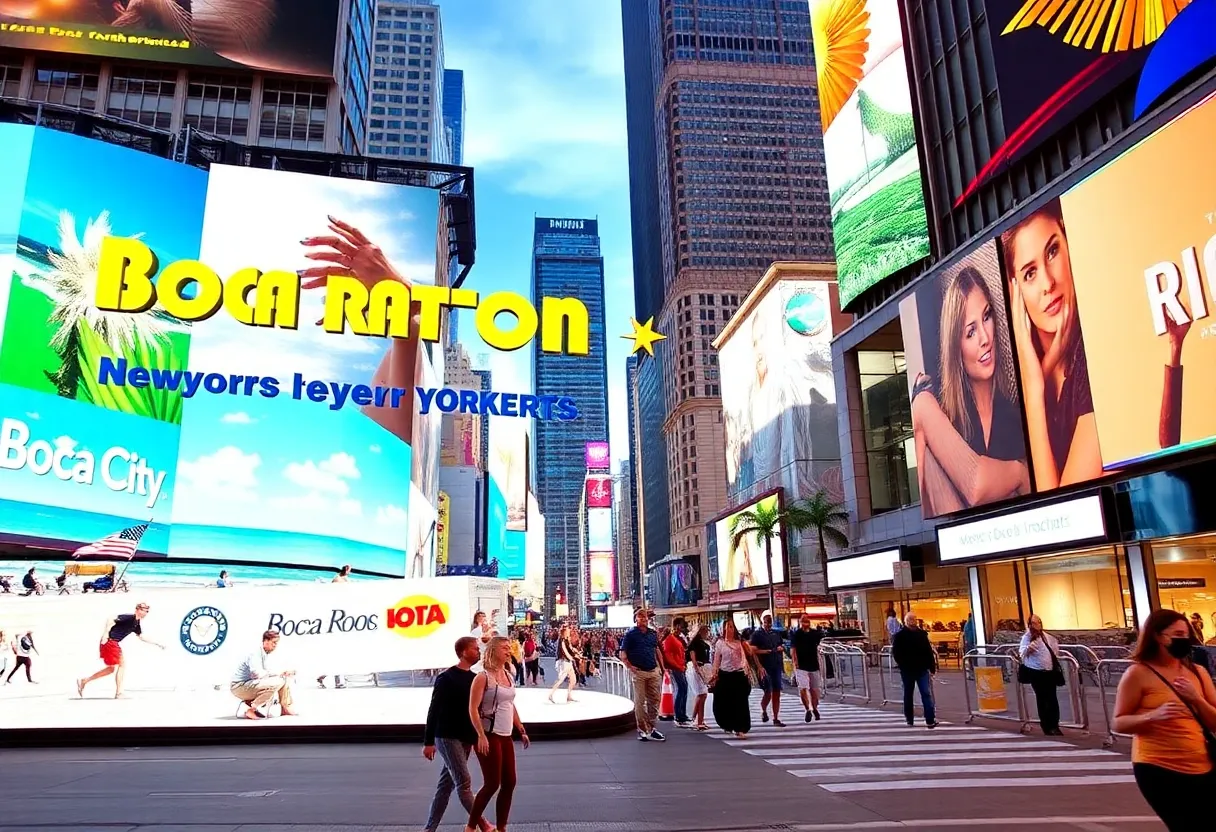 Advertisement for Boca Raton's NYtoBoca campaign in Times Square