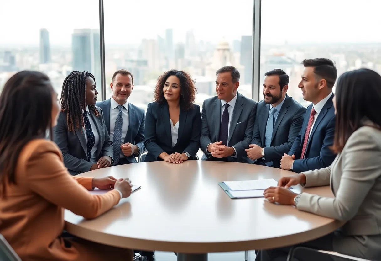 Business leaders engaging in a meeting in New York City