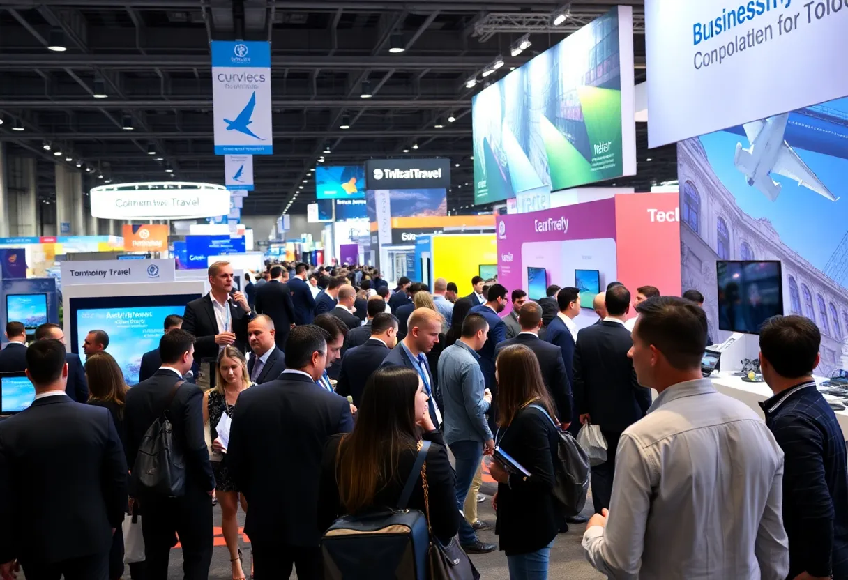 Attendees engaged at the Business Travel Show showcasing travel innovations.