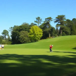 Players competing at the Casella Golf Championship on a sunny day
