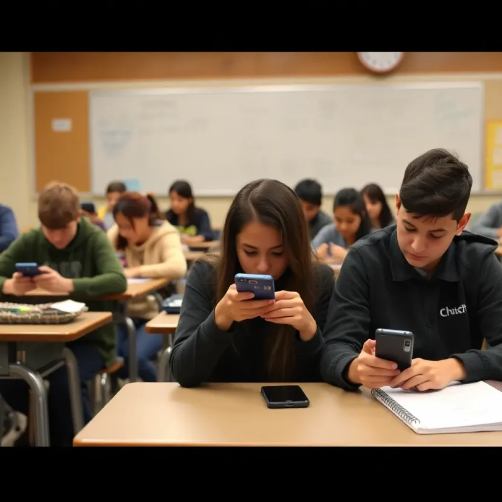Students engaged in learning activities in a distraction-free classroom