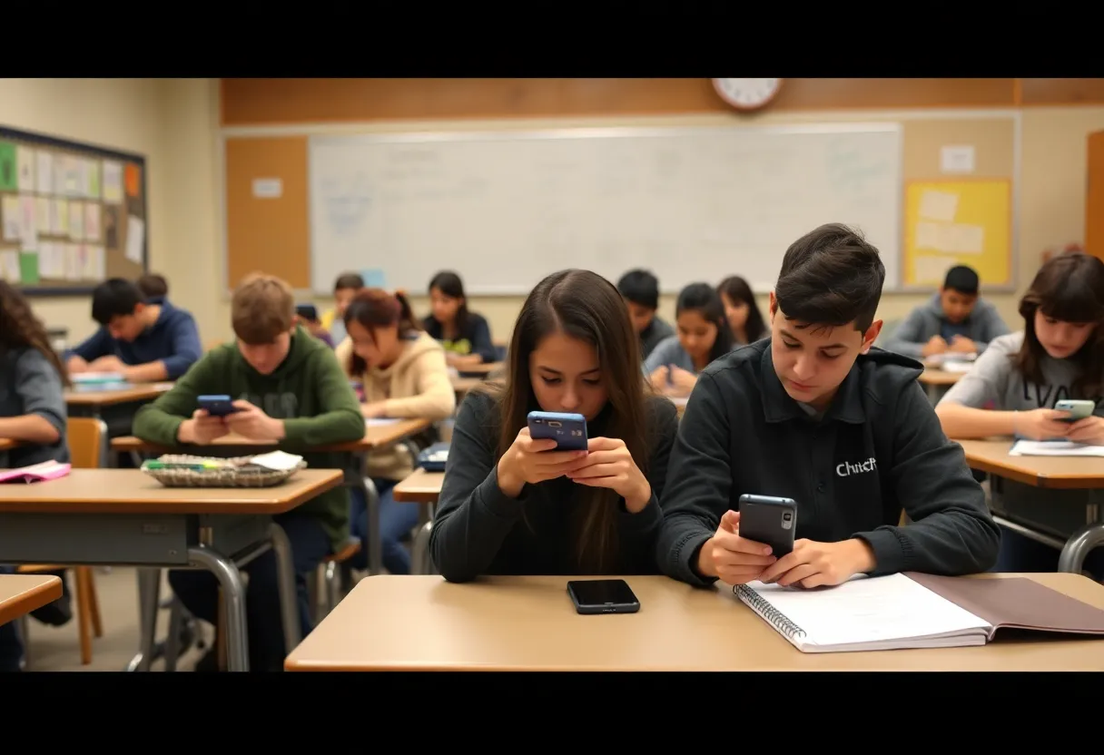 Students engaged in learning activities in a distraction-free classroom
