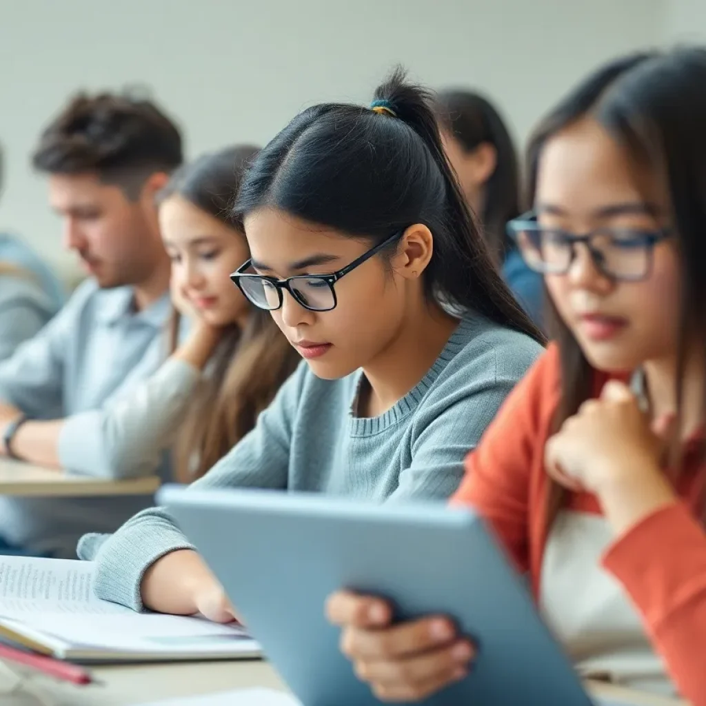 Students engaged in learning in a distraction-free classroom.