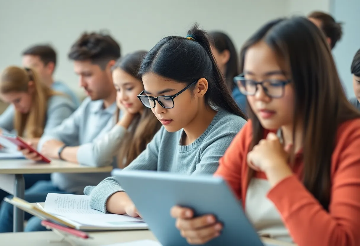 Students engaged in learning in a distraction-free classroom.