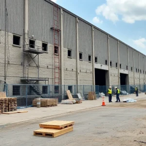Vacant industrial lot ready for renovations in College Point, Queens.
