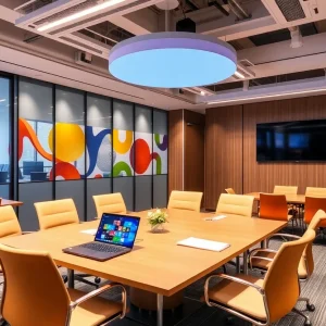 Modern meeting room at Convene's new location in New York City