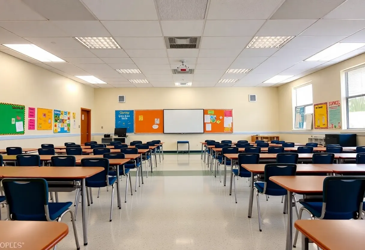 Empty classroom in Broward County Public Schools