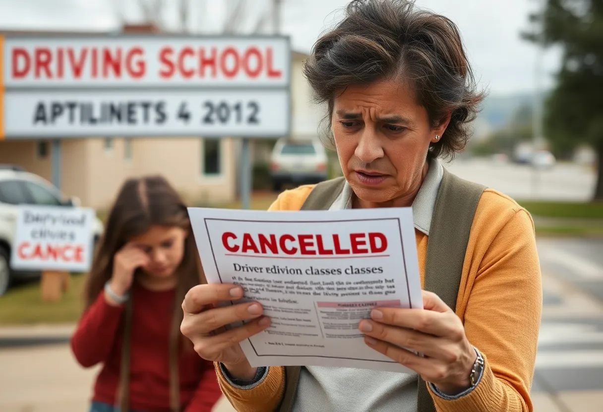 Cancellation notice for E-Z Way Driver Training classes