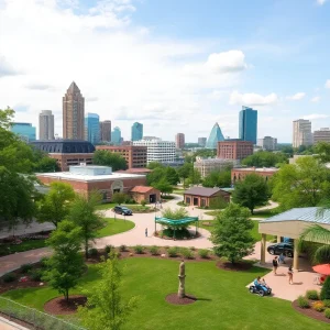 Family enjoying the outdoor scenery in Raleigh, North Carolina
