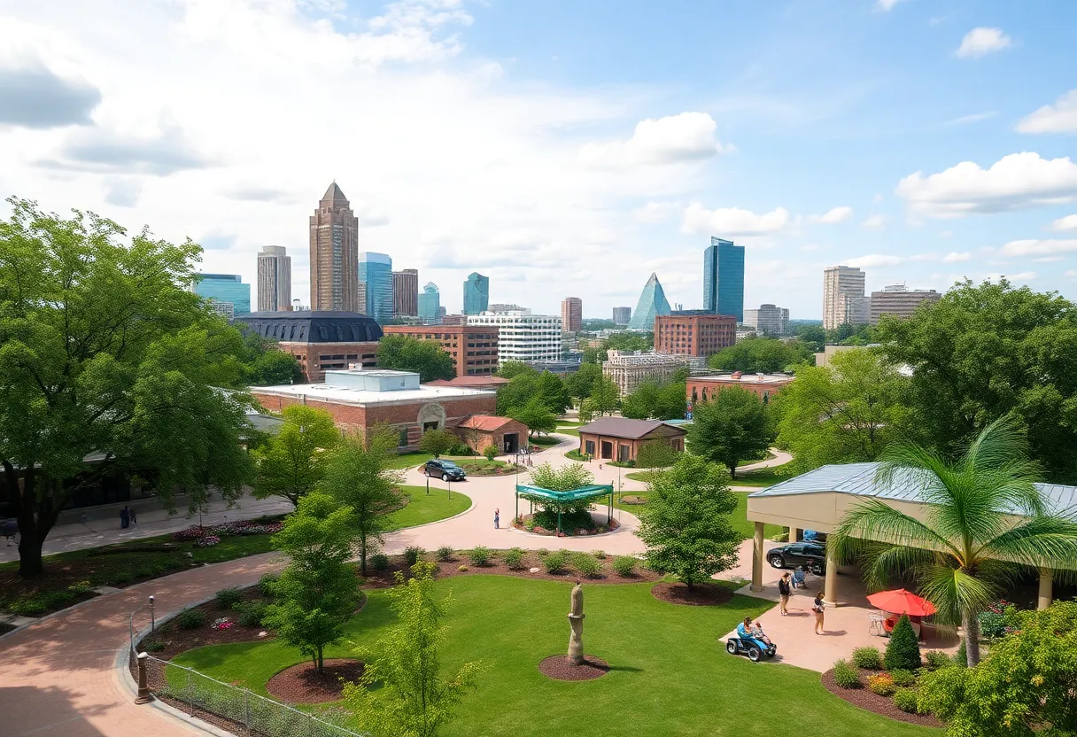 Family enjoying the outdoor scenery in Raleigh, North Carolina