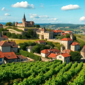 Beautiful vineyards and historical landmarks in the French countryside