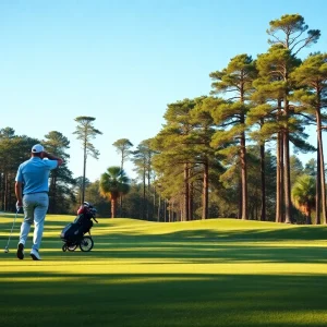 Players competing on the golf course during the 3M Open
